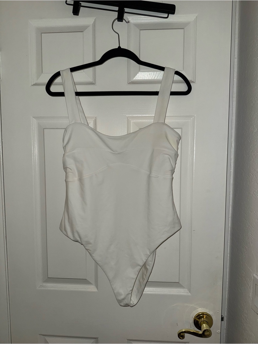 Tularosa White Square Neck One-Piece Swimsuit